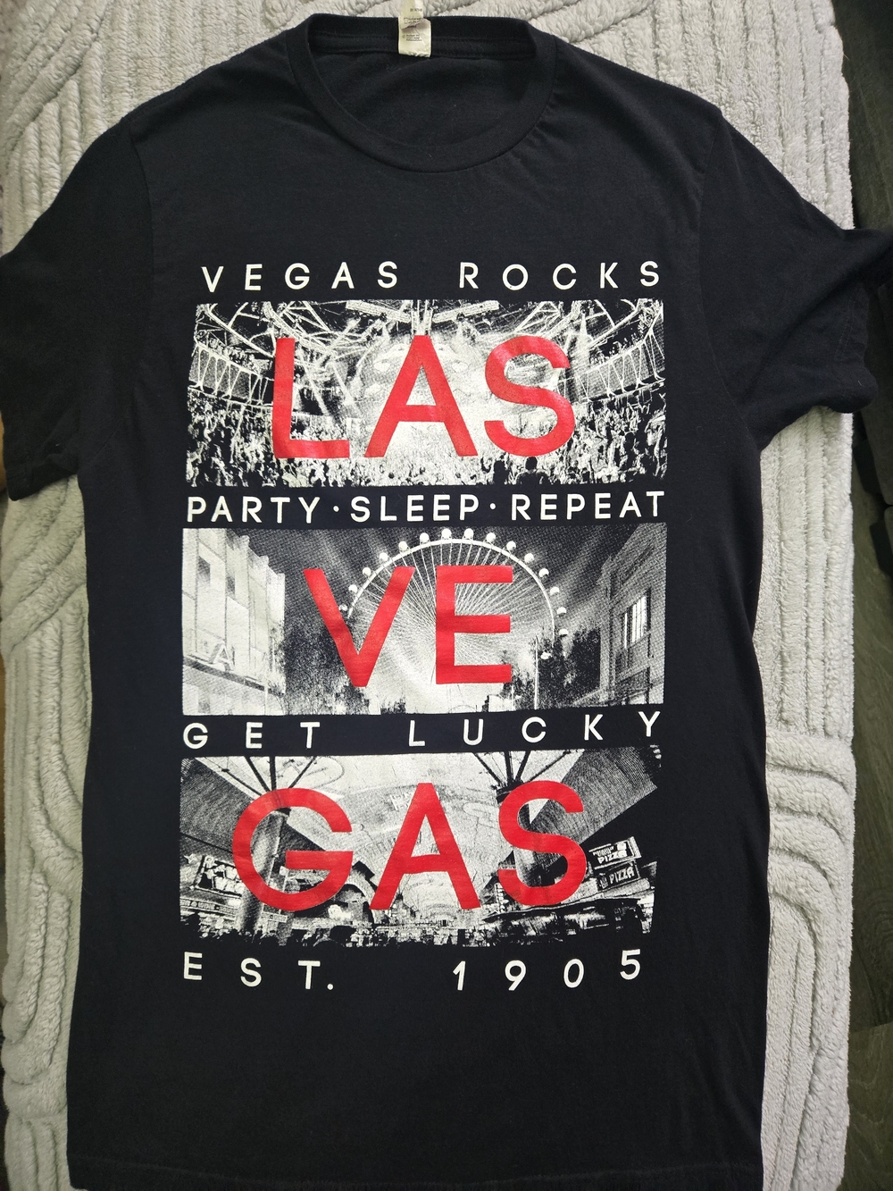 Las Vegas Graphic Tee - Black with Red & White Print